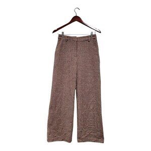 ModCloth Women's Brown Wide Leg Geometric Wool Blend Retro Trouser Pants Sz 2